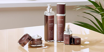 Pevonia's Power Repair Line sitting on a countertop.