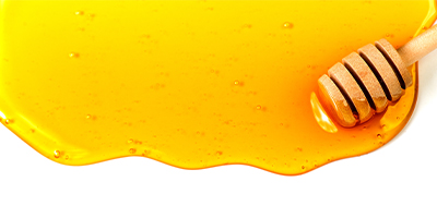 A honey dipper lying in a pool of honey.