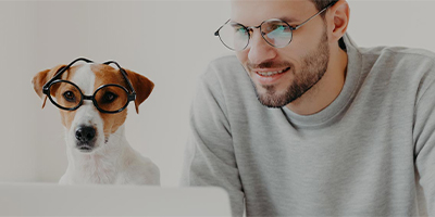 Man and Dog with Glasses